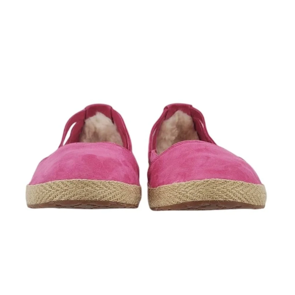 UGG Australia Pink Suede Espadrille Flats Woven Strappy 1006664 Womens 9‎